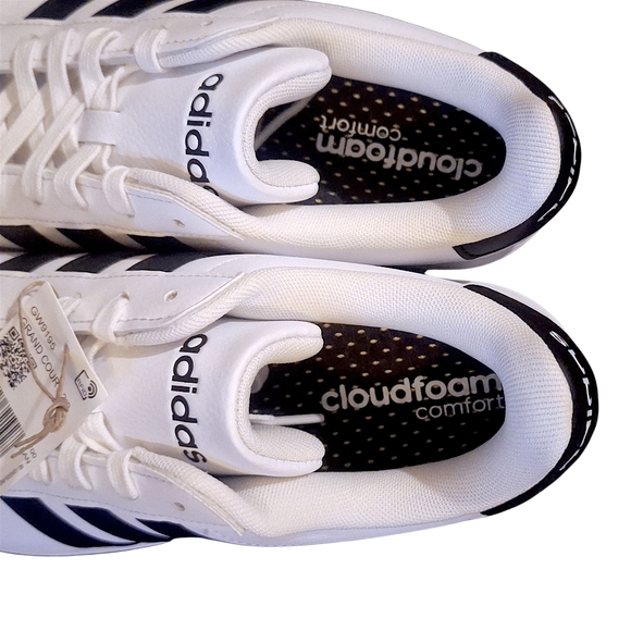 Adidas Grand Court 2.0 White with Black Stripes - Picture 2 of 9